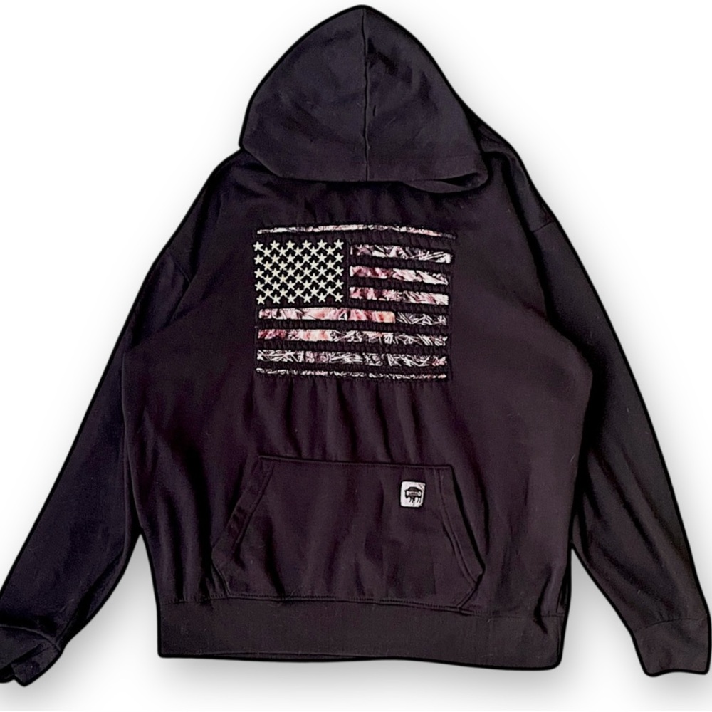Buffalo Outdoors Black Hoodie with Flag Graphic